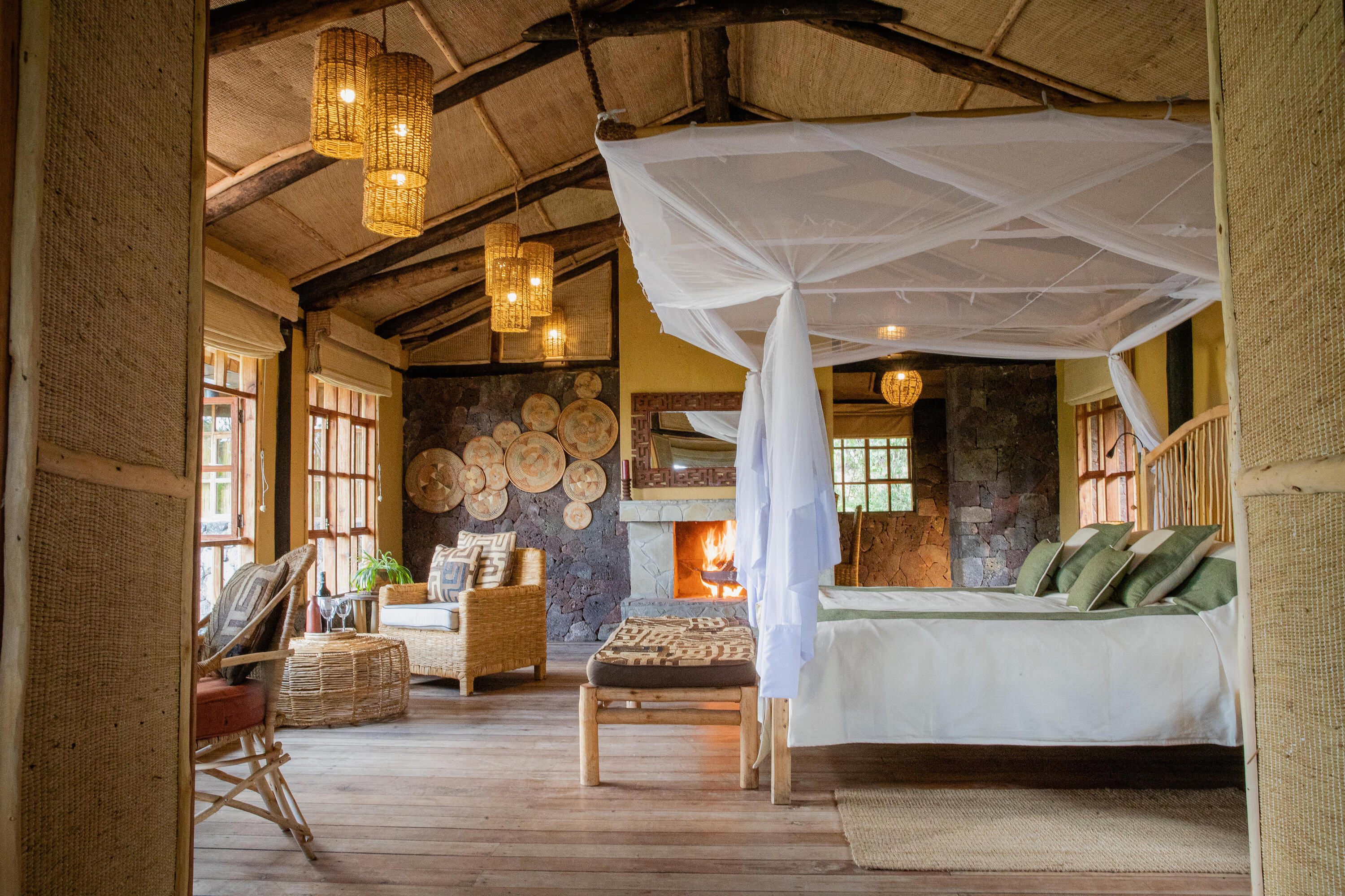Bedrooms at Mount Gahinga Lodge